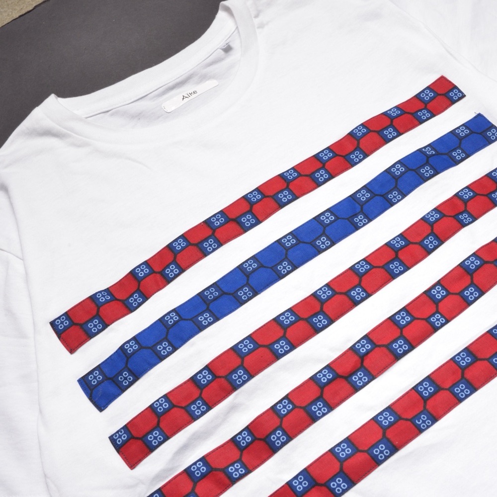 Handmade African print white t-shirt